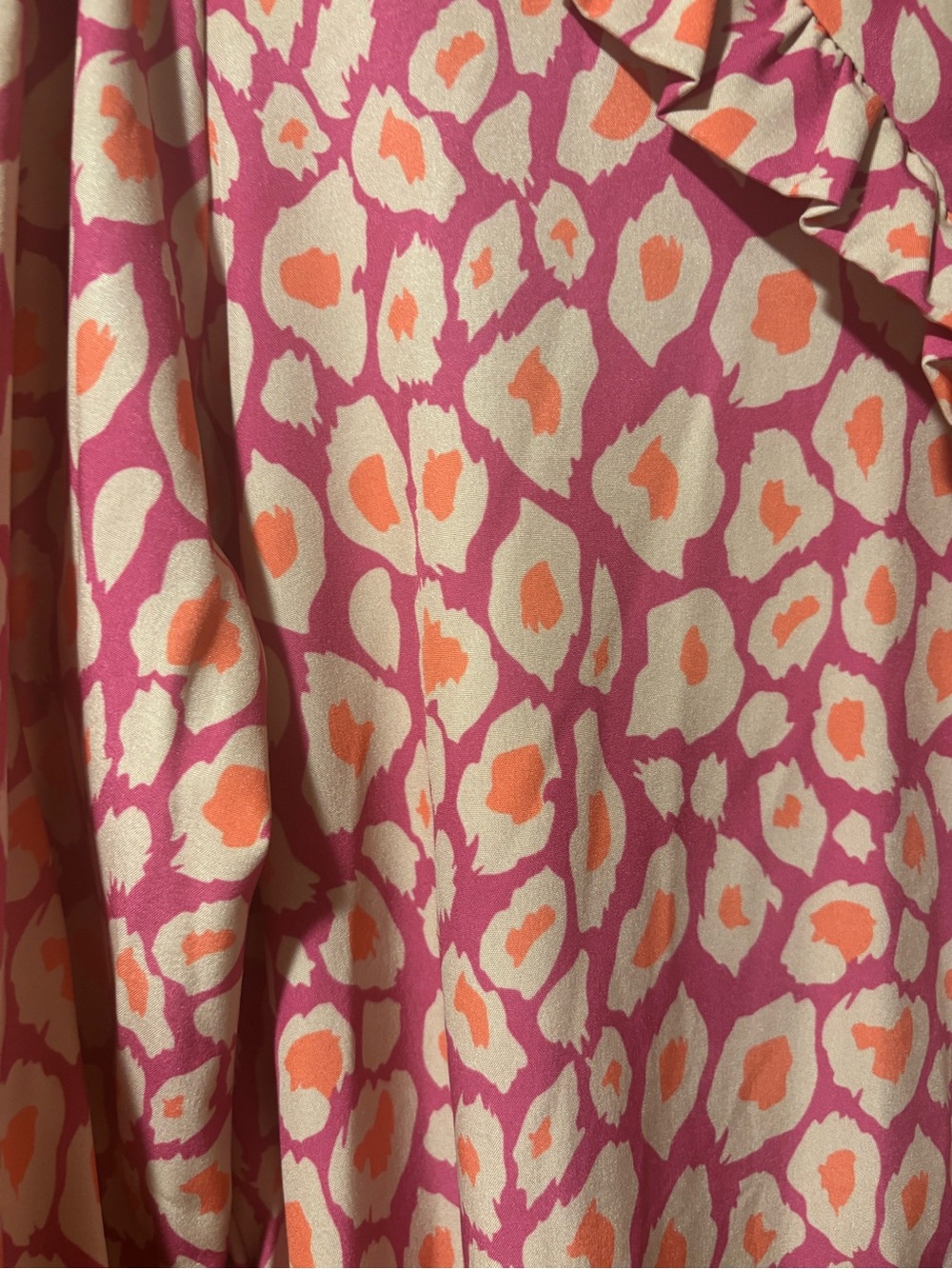 Pink Patterned Ruffle-Trim Women’s Dress - Picture 3 of 4